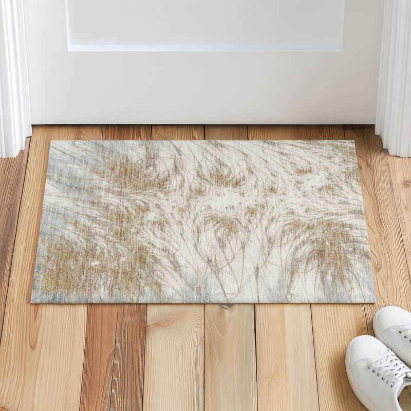 Machine Washable Indoor/ Outdoor Modern Cheraw Chantille Rug