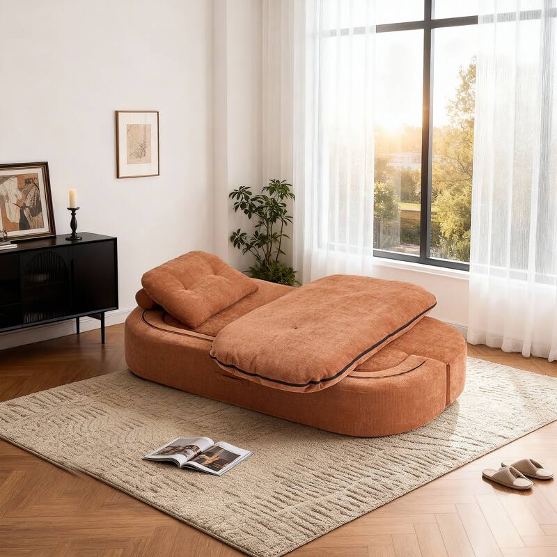 Foldable Sleeper Sofa Bed Convertible Sofa with Hidden Quilt and Large Pillows, Living Room Loveseat Sofa, Modern Floor Sofa