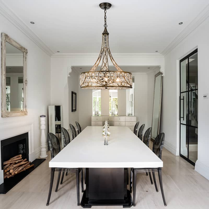 Vintage Drum Crystal Pendant Chandelier with Adjustable Height - W19.68"