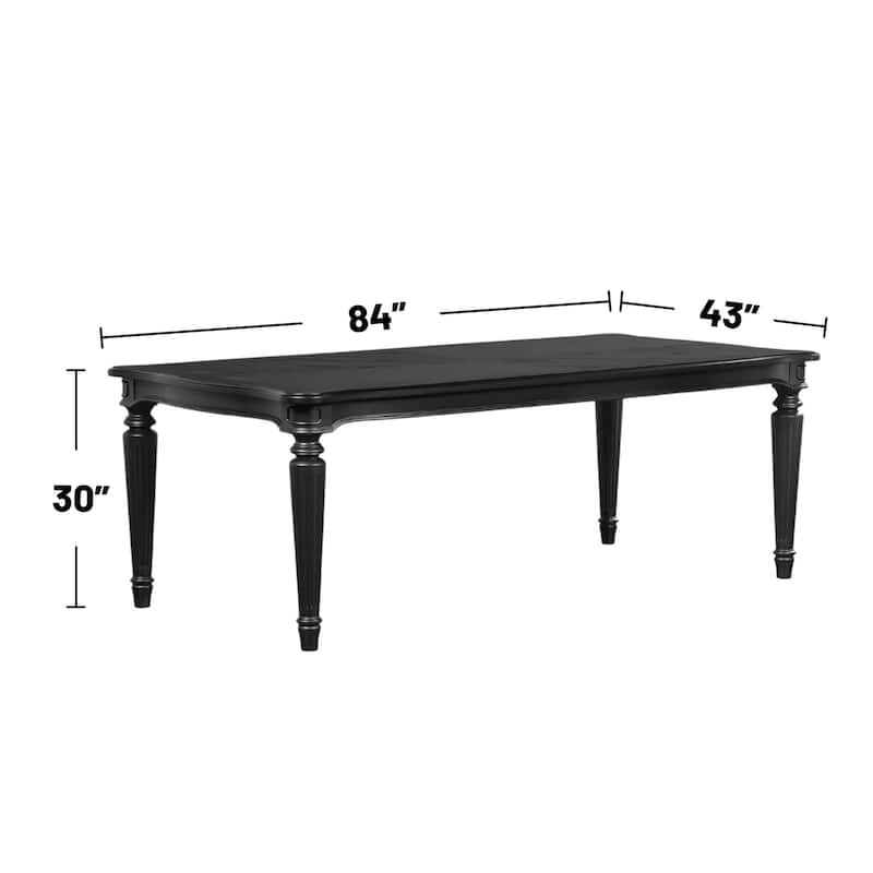 Rectangular Wooden Dining Table with Turned Fluted Legs