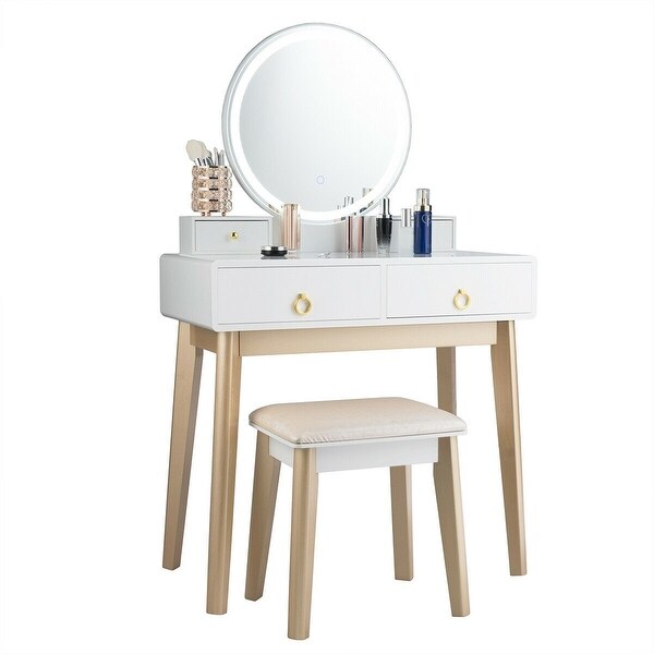 Set 3 Makeup Vanity Table Color Lighting Jewelry Divider Dressing Table 52.5 x 31.5 x 16 L x W x H Bed Bath Beyond 32262278