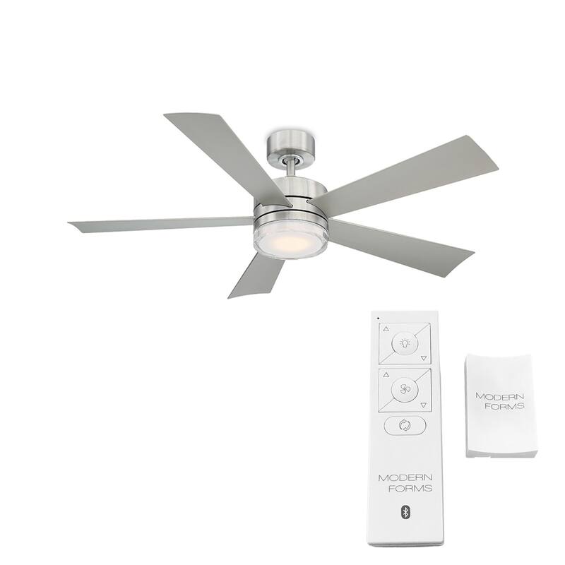 Wynd 52 Inch Five Blade Indoor / Outdoor Smart Ceiling Fan with Six Speed DC Motor and LED Light.