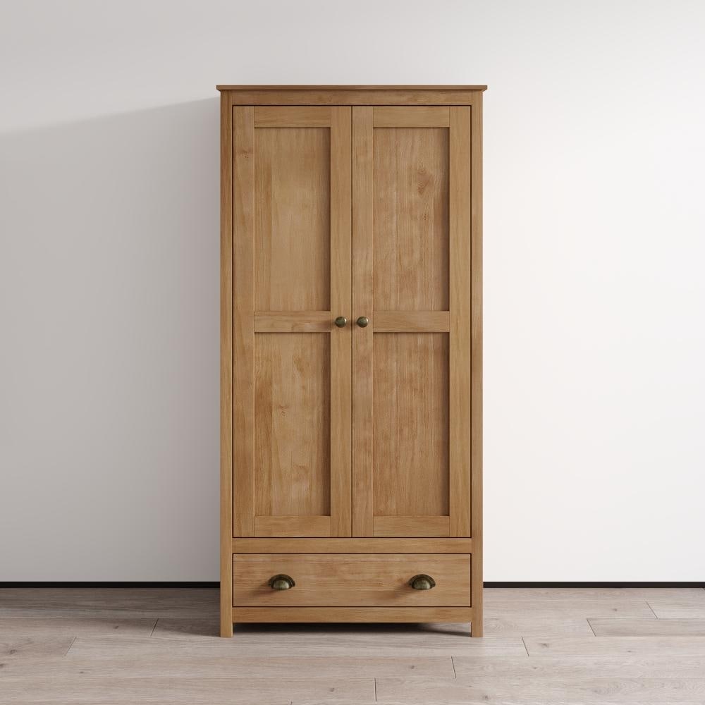 Meble Furniture Topazio SOLID WOOD 36-Inch Brazilian Modern Wardrobe Armoire with 2 Doors and Drawer