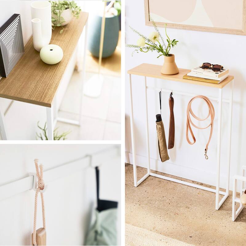 Yamazaki Home Narrow Entryway Console Table, Steel, Holds 11 lbs - L 7.28 x W 23.62 x H 31.69 inches