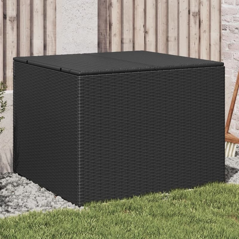 vidaXL Patio Storage Box Poly Rattan 70.9"x35.4"x27.6" Gray - Black