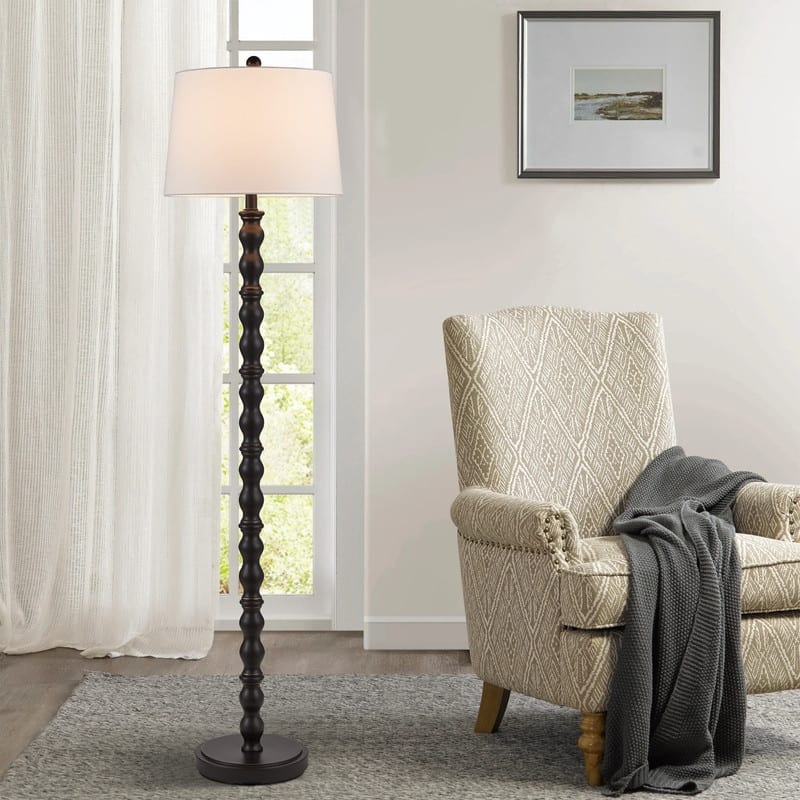 KAWOTI 60.25'' Black Standard Floor Lamp with Drum Shade
