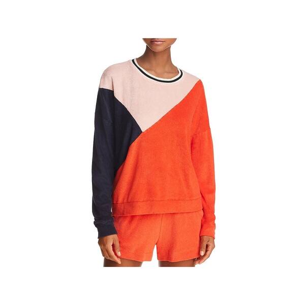 Shop Splendid Womens Sweatshirt Terry Cloth Colorblock Xs On