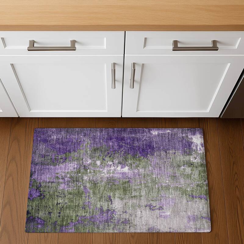 Premium Washable Super Soft Abstract Chic Mayfield Rug - Olive - 1'8" x 2'6"