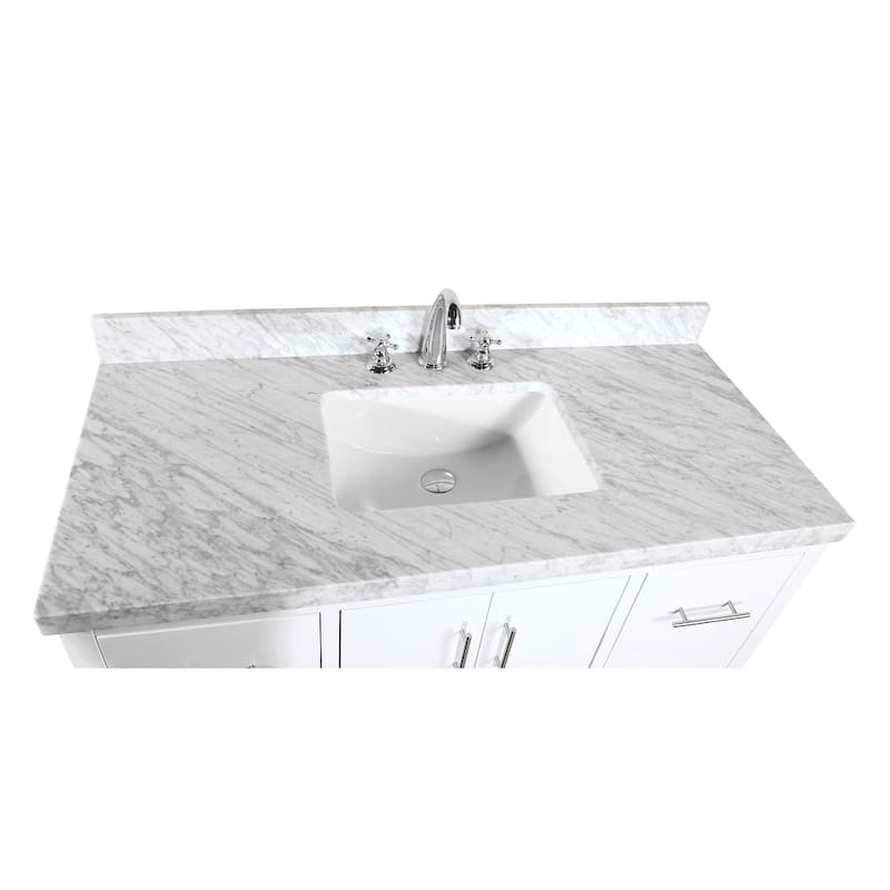 KitchenBathCollection California 48" Bathroom Vanity with Carrara Marble Top