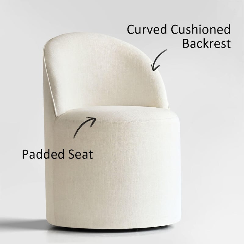 Linen Rolling Upholstered Dining Chair with Wheels (Set of 2)