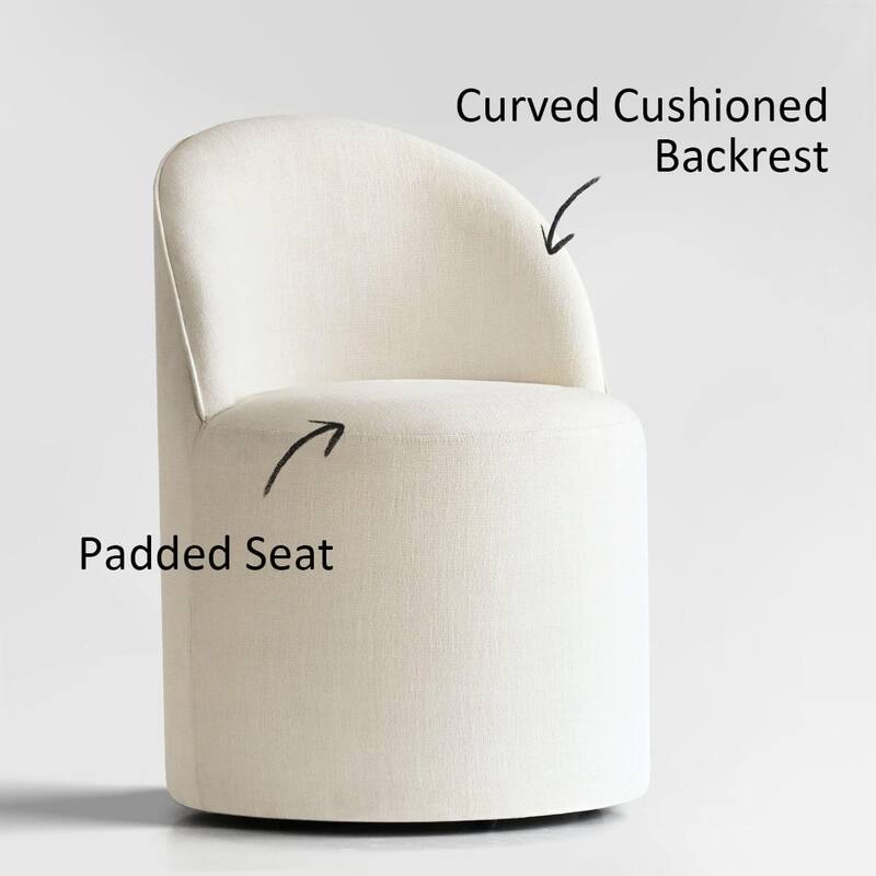 Upholstered Barrel Linen Dining Chair with Casters(Set of 4)
