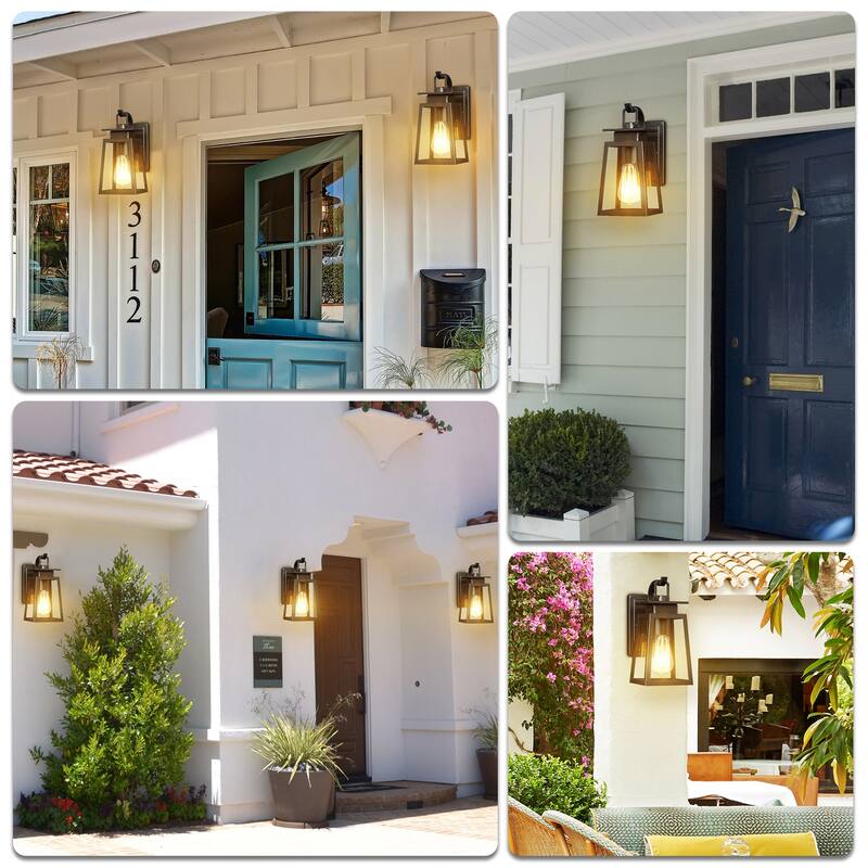1-Light Exterior Wall Light with Clear Glass (4 Pack) - Matte Black