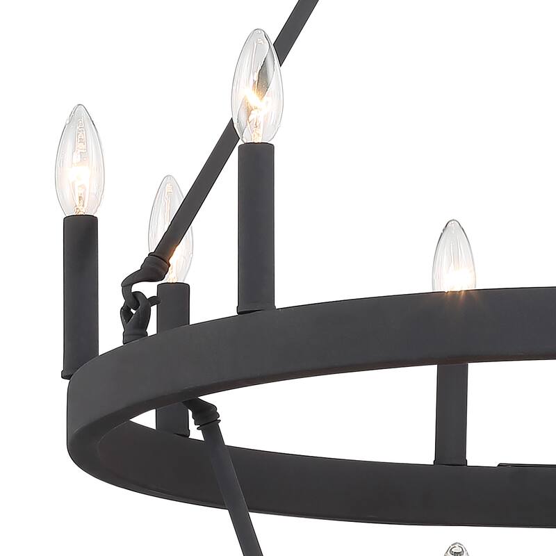 Acroma Farmhouse Black 15-light Tiered Chandelier for Dining Room - 27.5