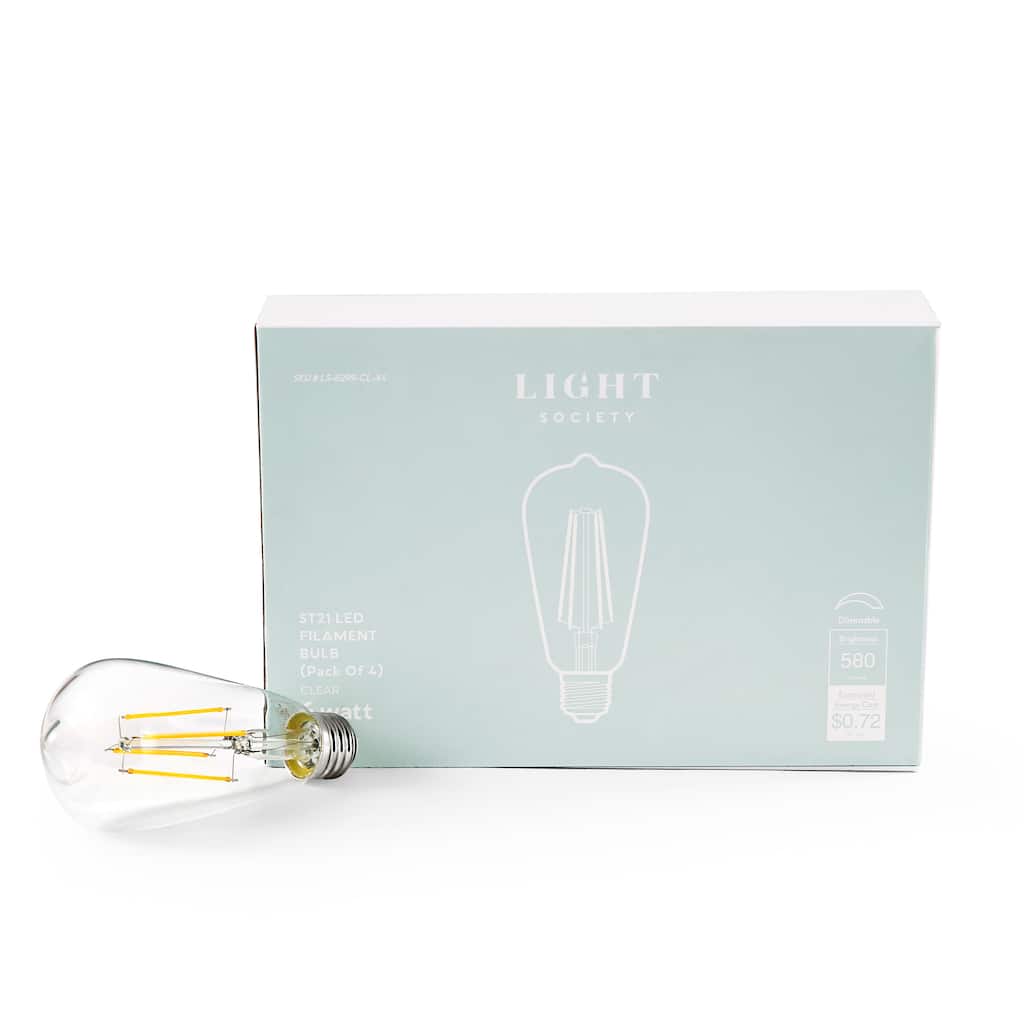 Light Society Aquella ST21 Shape LED Filament Light Bulb (Set of 4) - Clear