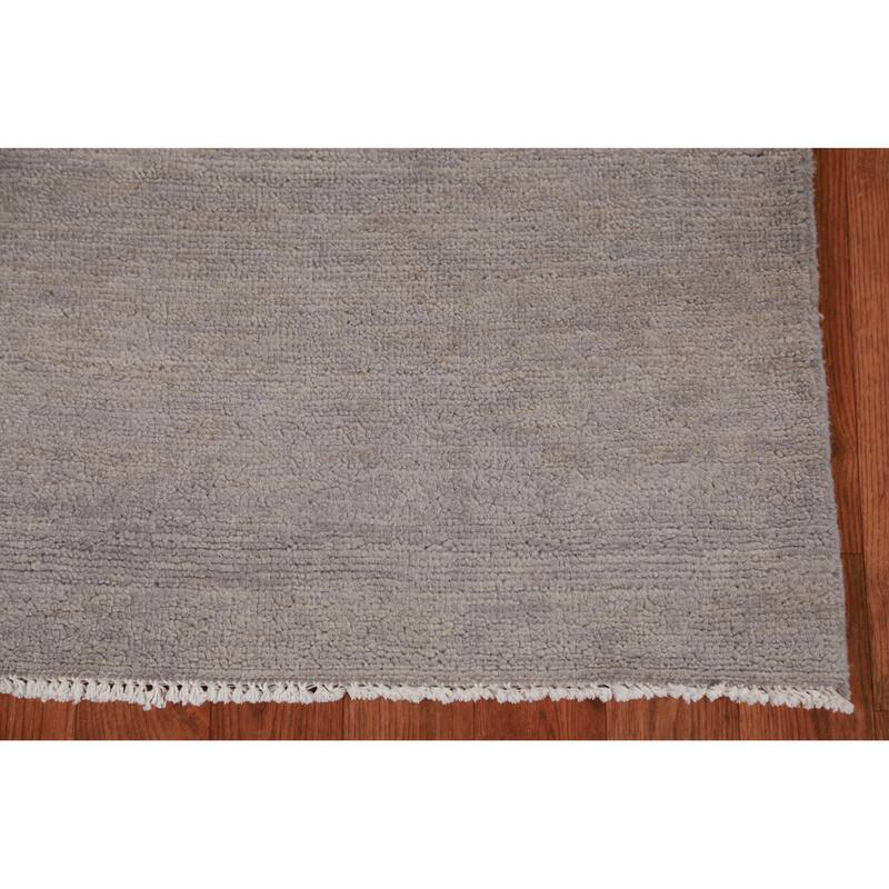 Hand Knotted Oriental 100% Wool Carpet Modern Solid Greys & Charcoal Gabbeh Runner Rug - 10' 4'' X 3' 0''