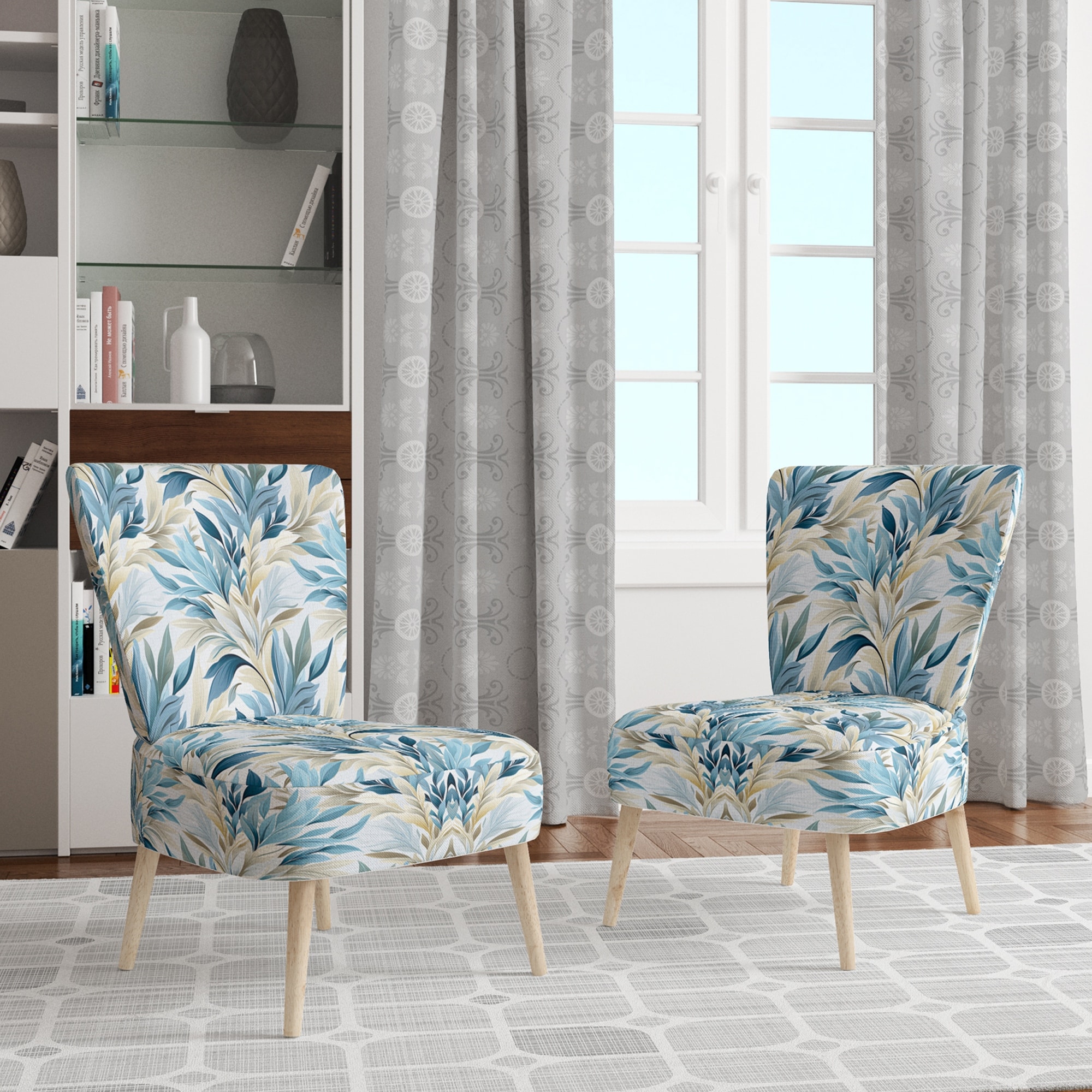 Fabric Tropical Print Chair Designart 