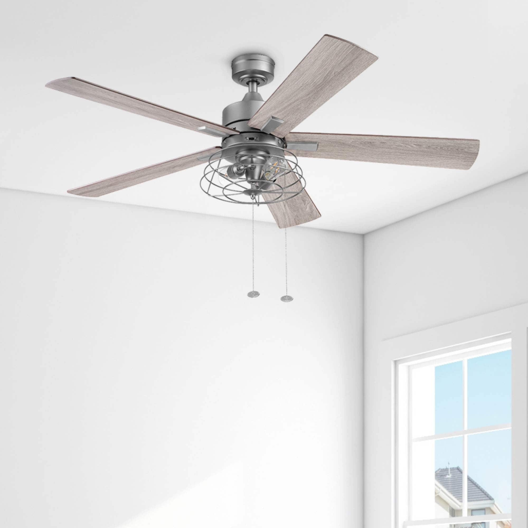 52" Prominence Home Marshall Pewter Industrial Style LED Ceiling Fan with Light, Pull Chain