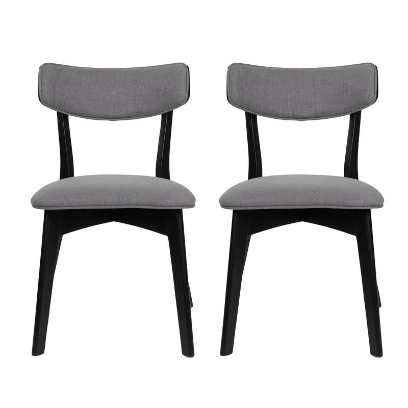 Chazz Mid-Century Modern Upholstered Rubberwood Dining Chairs (Set of 2) by Christopher Knight Home