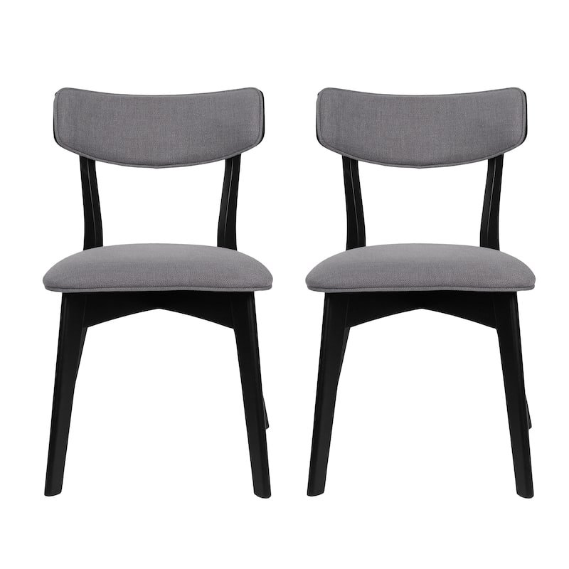 Chazz Mid Century Upholstered Dining Chairs (Set of 2) by Christopher Knight Home - Dark Gray + Matte Black