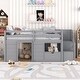 preview thumbnail 2 of 9, Solid Wood Twin Size Low Loft Bed Frame with Stairs, Drawer, & Shelf, Modern Kids Bed with Storage for Small Rooms, Grey