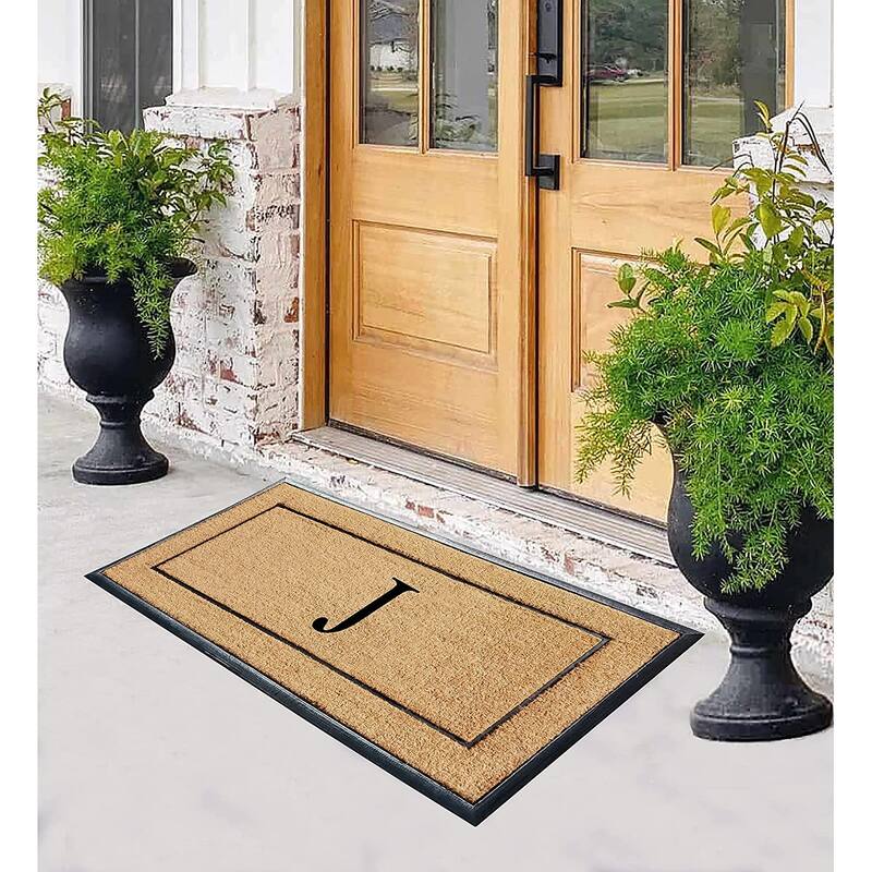 A1HC Natural Coir & Rubber Large Monogrammed Door Mat 30"x60"