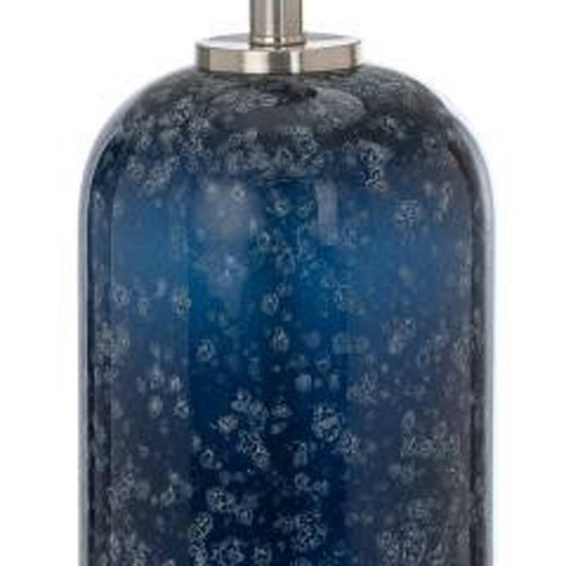 30" Set of 2 Blue Crystal Table Lamps with White Fabric Drum Shade and Cylinder Shape Base for Bedroom - 30”H x 17”W x 17”D