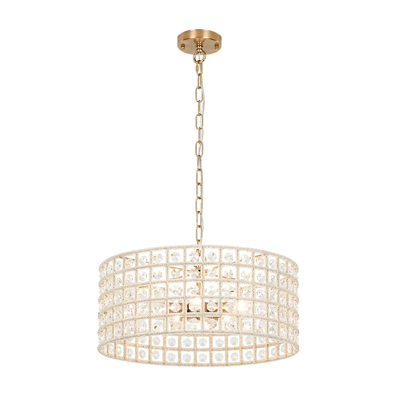 Glam 5-Light Drum Caged Radiant Crystal Chandelier - N/A