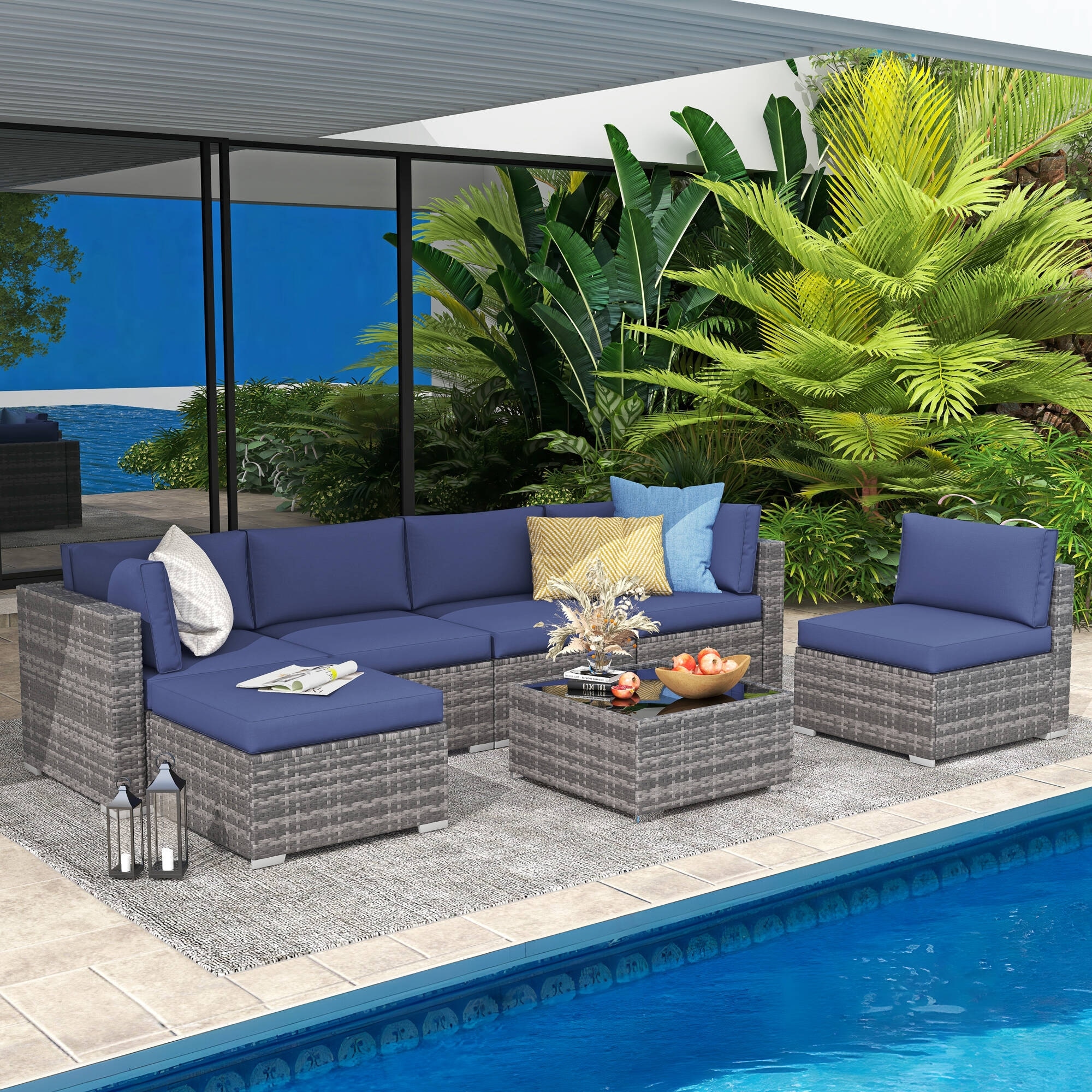 7-piece Wicker Sectional Sofa Set