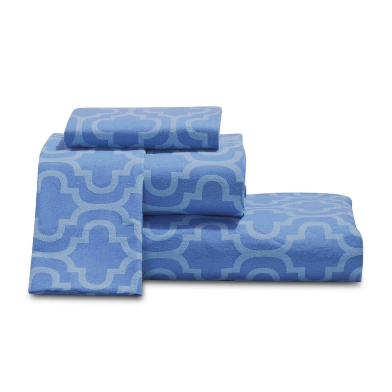 Superior Flannel Cotton Trellis Pocket Bed Sheet Set