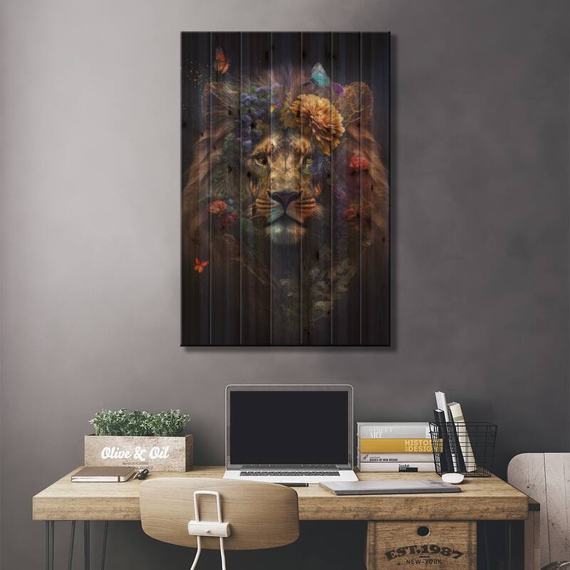 Flowering Lion Pride Print On Wood by Spacescapes - Multi-Color