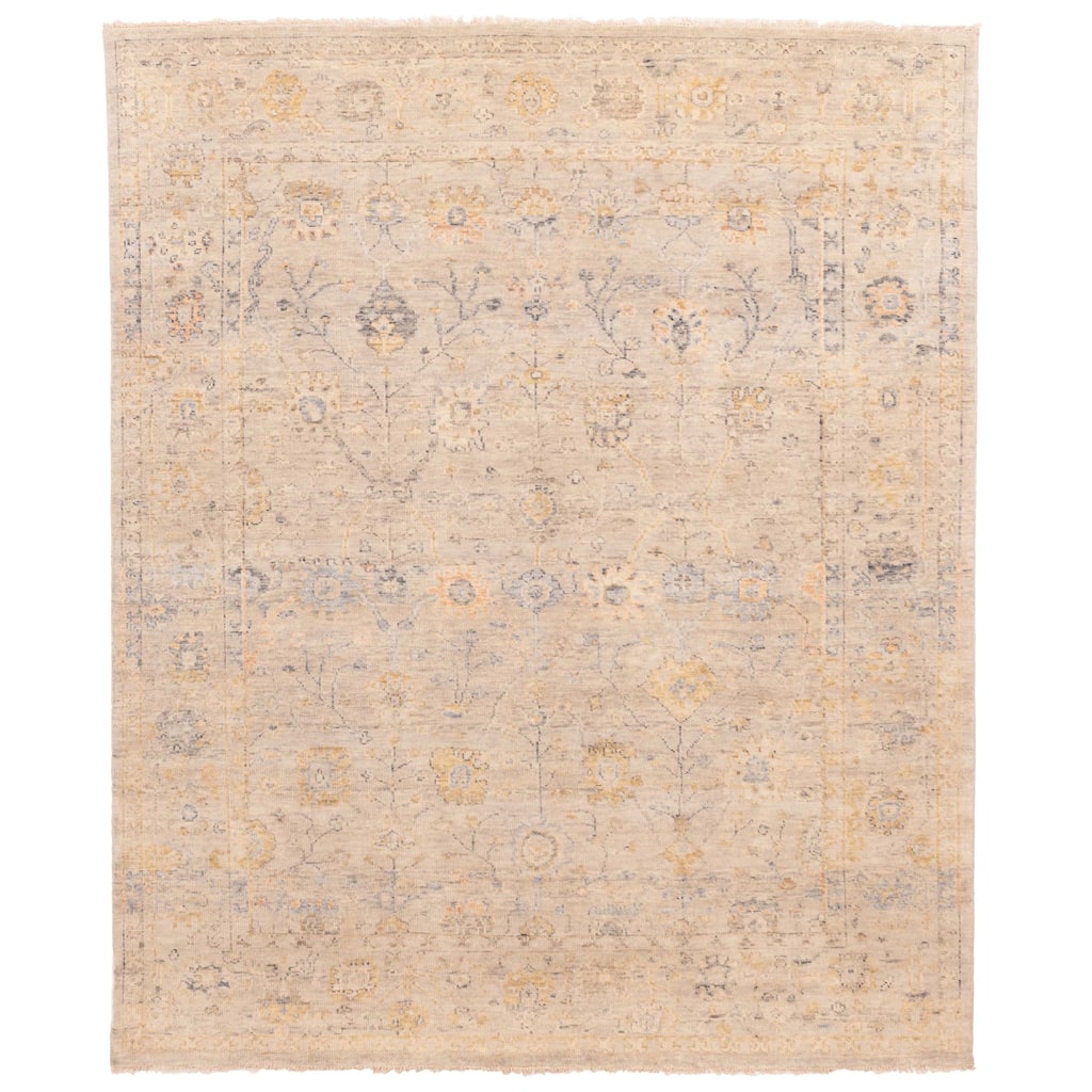 ECARPETGALLERY Hand-knotted Modern Oushak Light Grey Wool Rug - 7'10 x 9'8