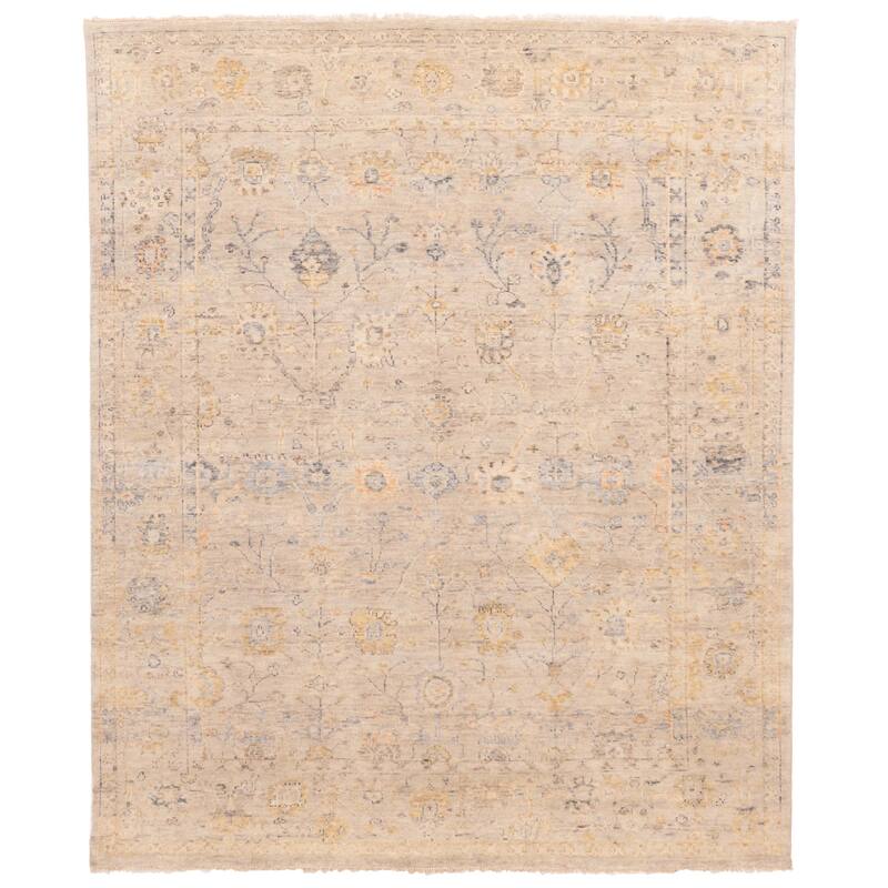 ECARPETGALLERY Hand-knotted Modern Oushak Light Grey Wool Rug - 7'10 x 9'8