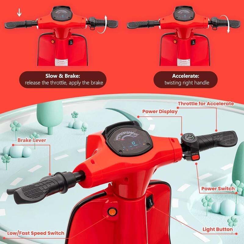 Electric Motorcycle for Big Kids, 24V 350W Kids Ride on Moped