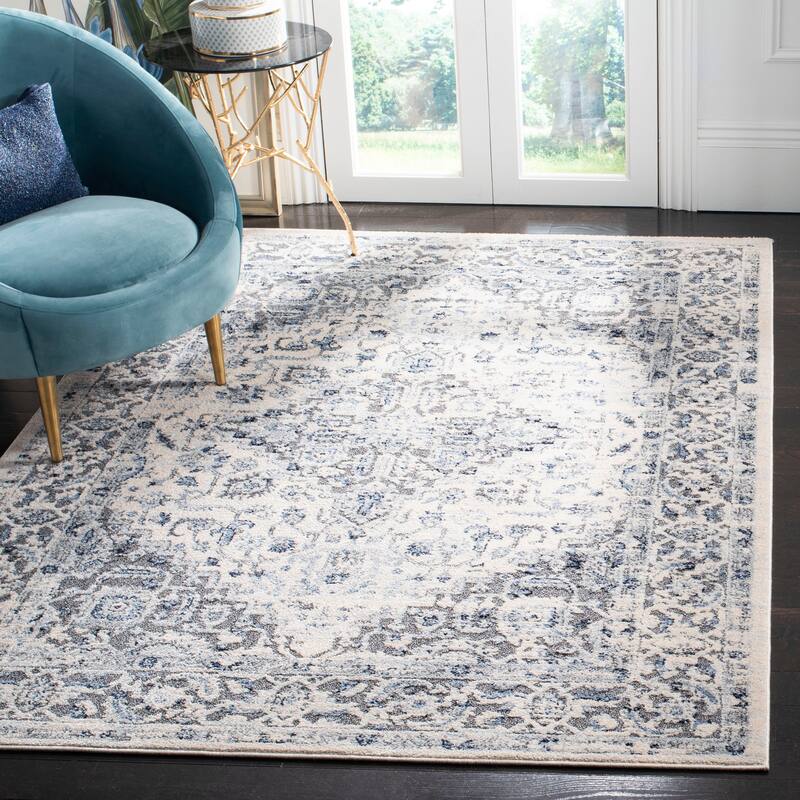 SAFAVIEH Harbor Lesia Border Rug - 5'3" x 7'6" - Blue/Creme