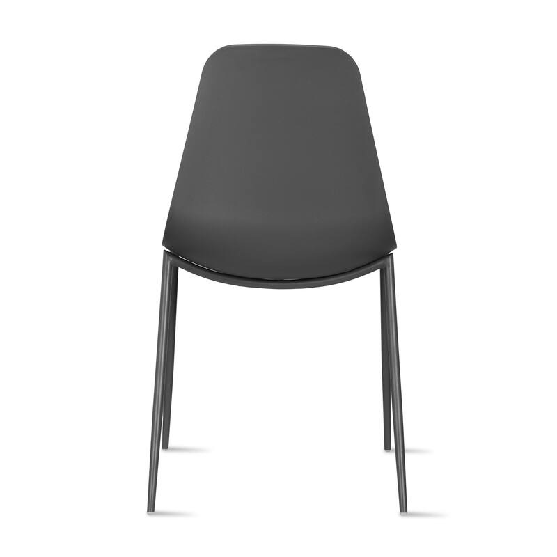 Set of 4 Plastic Dining Chairs Cushion Padded For Kitchen Metal Legs Guest Meeting Waiting Room Business Indoor Outdoor Patio