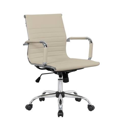 LeisureMod Harris Adjustable Swivel Modern Leather Task Office Chair