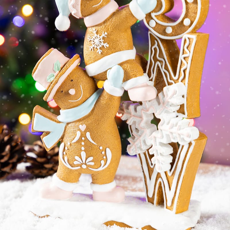 Glitzhome 12.50"H Resin Christmas Gingerbread Table Decor