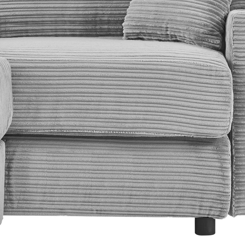 Corduroy armchair with footrest, USB charging and storage space, 250 lbs weight capacity