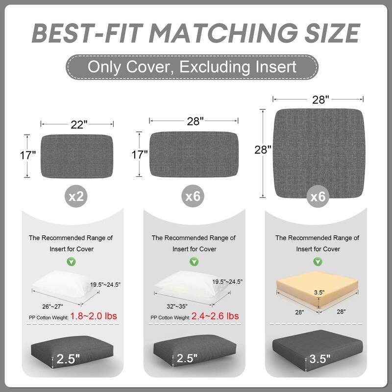 FINCATI 28" × 28" Outdoor Cushion Cover, Sofa Cushion Replacement Slipcover, Patio Seat Cover 28 Inches (COVER ONLY!)