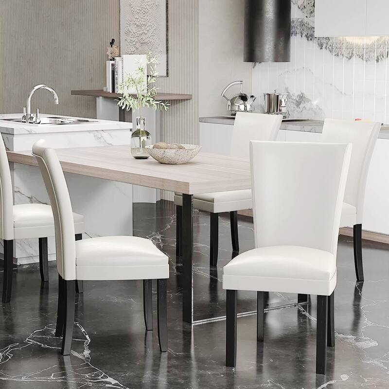 Faux Leather Upholstered Parsons Dining Chair with High Backrest