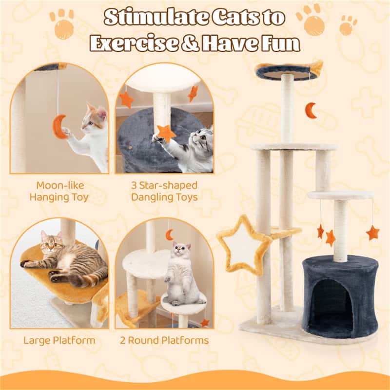 Cat Tree With Sisal Grab Post And Board - 24” x 16” x 50” (L x W x H)