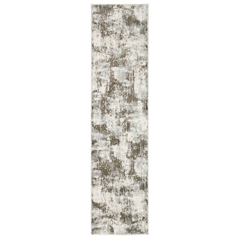 Vannes Marbled Abstract Ivory/Gray Area Rug - 1' 10" x 7' 3" - Runner