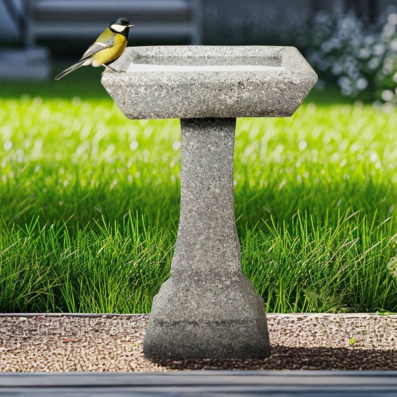 22.8" H Outdoor Concrete Bird Bath - Perfect for Adding Interest to Garden, Patio, Backyard, Porch and Deck