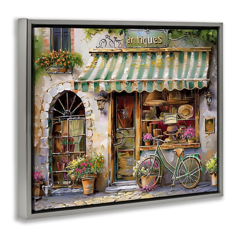 Stupell Charming Antique Shop Framed Floater Canvas Wall Art Design By Arlington Prints