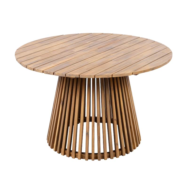 Outdoor Acacia Wood Patio Dining Table, 47.25-inch extra-large round dining table,for Backyard, Lawn, Balcony