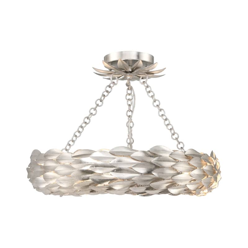 Broche 6 Light Antique Silver Semi Flush Mount - 18"W x 3.75"H x 18"D