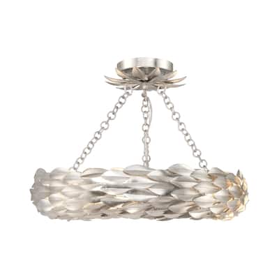 Broche 6 Light Antique Silver Semi Flush Mount - 18"W x 3.75"H x 18"D