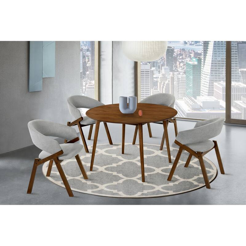 Arcadia and Talulah 48" Round Wood 5 Piece Dining Set - Grey & Walnut