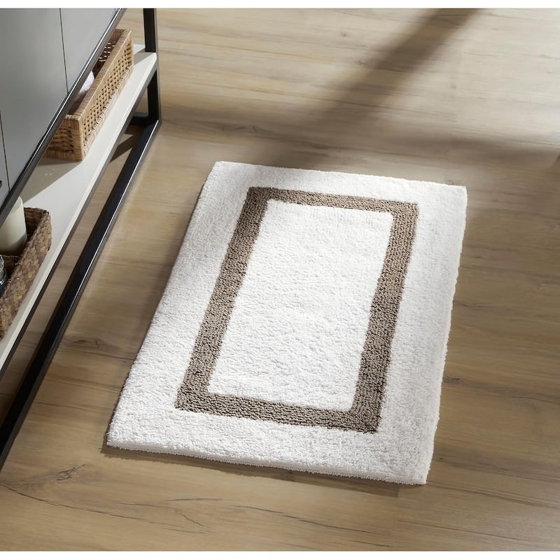 Better Trends Hotel Collection in Race Track 100% Cotton Super Absorbent Reversible Double Sided Machine Washable Bath Mat Rug