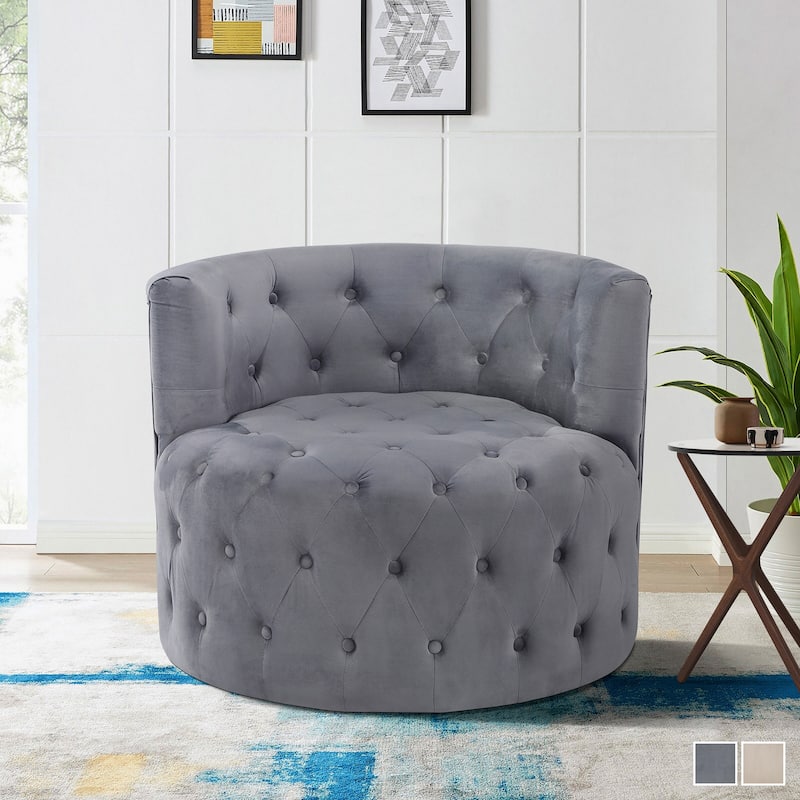 Courtenay Velvet Swivel Chair - 33" x 33" x 27"
